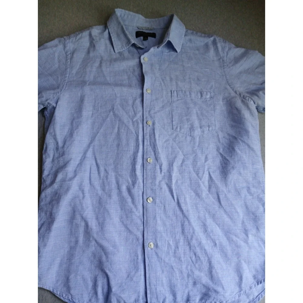 Banana Republic Shirt Mens Large Linen Button Down Preppy Blue Casual Slim Fit